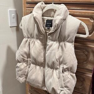 Love Tree Corduroy Puffer Vest in Cream